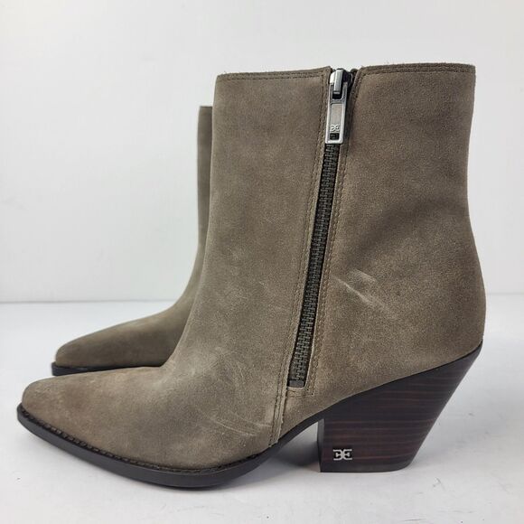 Sam Edelman Jane Desert Olive Suede Ankle Booties Size 8M - Picture 2 of 11